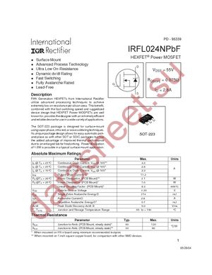 IRFL024NPBF datasheet  